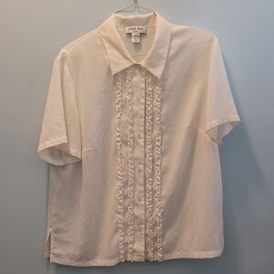 Elegant Ruffled Front Button Blouse